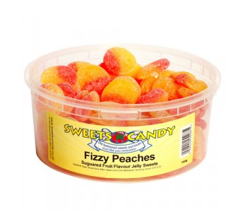 Fizzy Peaches Sugared Fruit FlavourJelly Pieces - 750g Tub