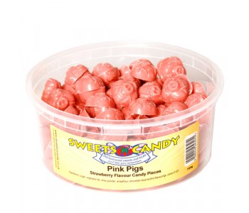 Pink Pigs Strawberry Flavour Candy Pieces - 750g Tub